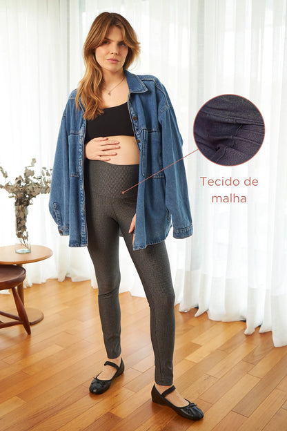 LEGGING GESTANTE PIED DE POULE COM CÓS ANATOMICO