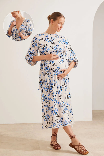 VESTIDO GESTANTE E AMAMENTAÇÃO LONGO 2 EM 1